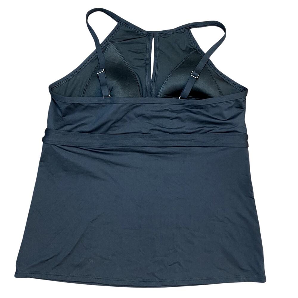 Lands' End Black Keyhole Tankini Swim Top Women Size 16 Padded Adjustable Straps - Picture 2 of 10
